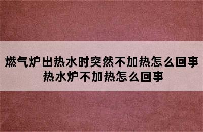 燃气炉出热水时突然不加热怎么回事 热水炉不加热怎么回事